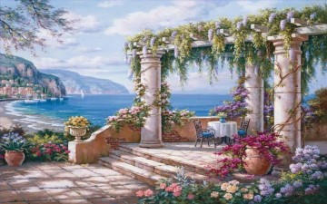  flores - vista mediterránea Impresionismo Flores